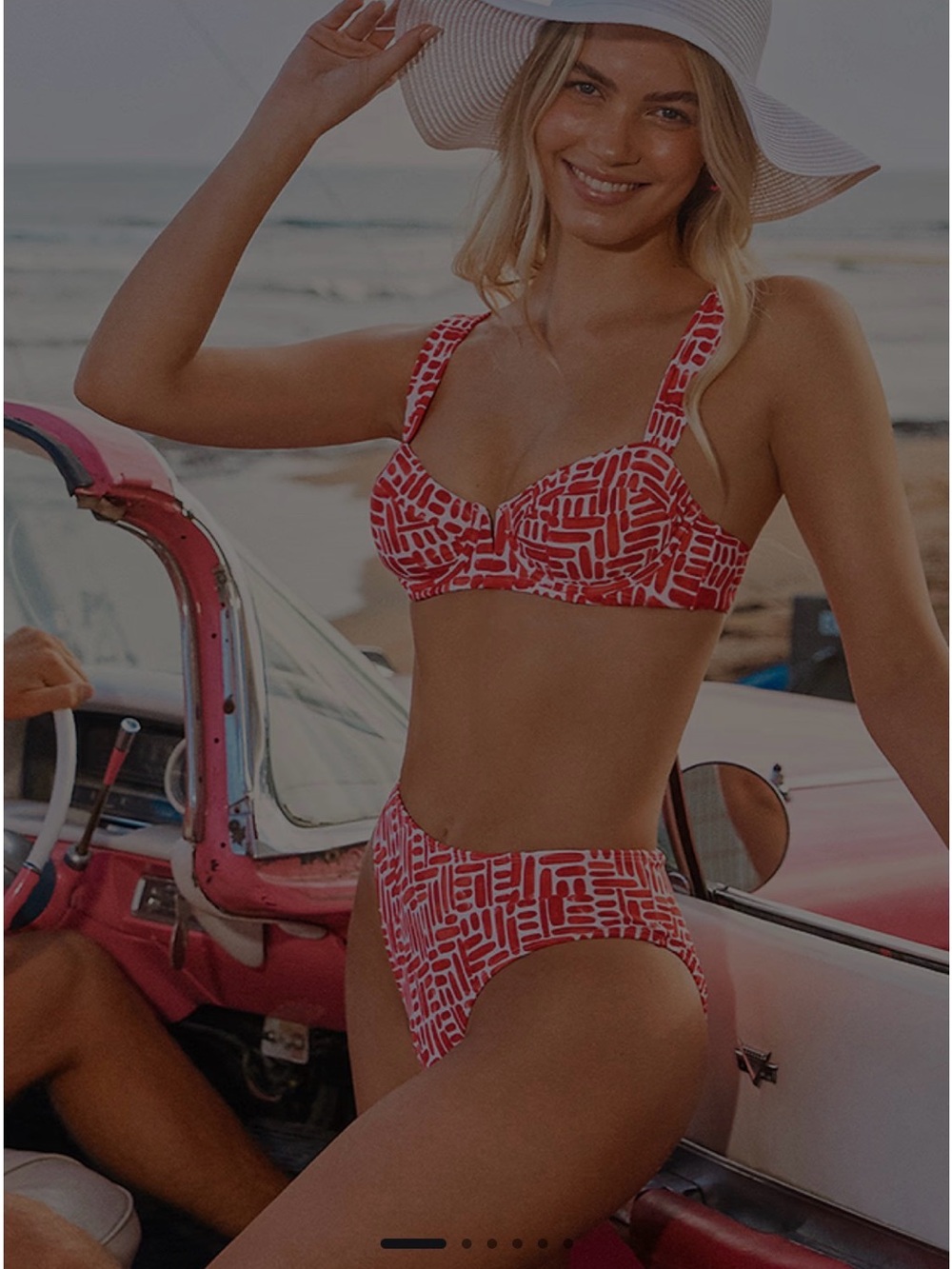 Cupshe Red Printed Underwire High-Waist Bikini